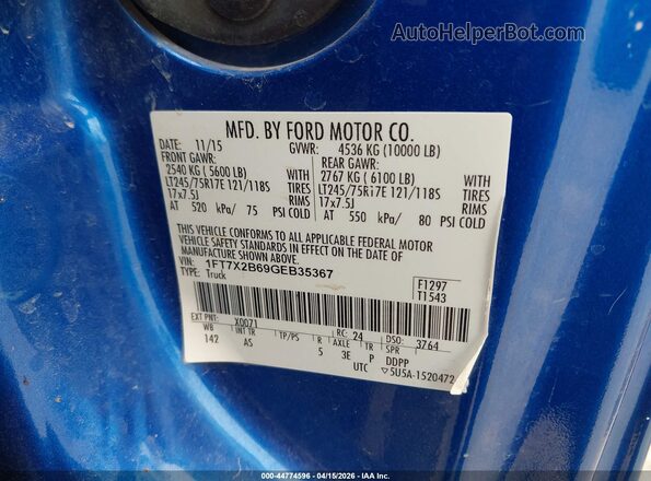 1FT7X2B69GEB35367 2016 FORD F-250 Blue Widok komory silnika