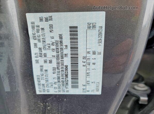 1FT8W3DT6MED39040 2021 FORD F350 Gray 