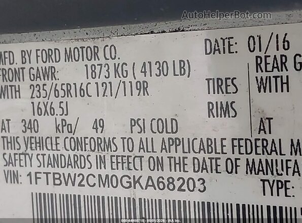 1FTBW2CM0GKA68203 2016 FORD TRANSIT-350 White Вид підкапотного простору