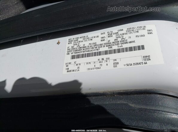 1FTBW2YM7HKA31787 2017 FORD TRANSIT-350 White Engine compartment view