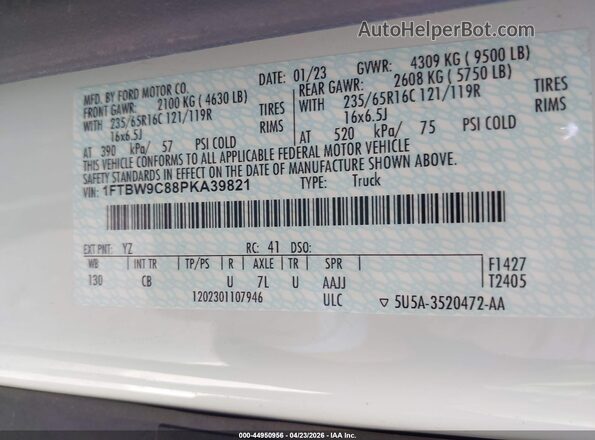 1FTBW9C88PKA39821 2023 FORD TRANSIT-350 White Engine compartment view