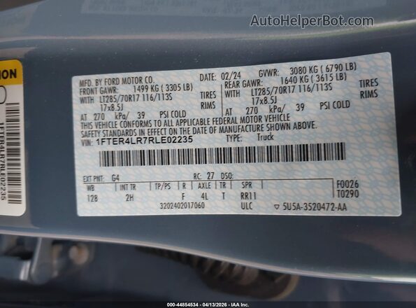 1FTER4LR7RLE02235 2024 FORD RANG Blue Engine compartment view