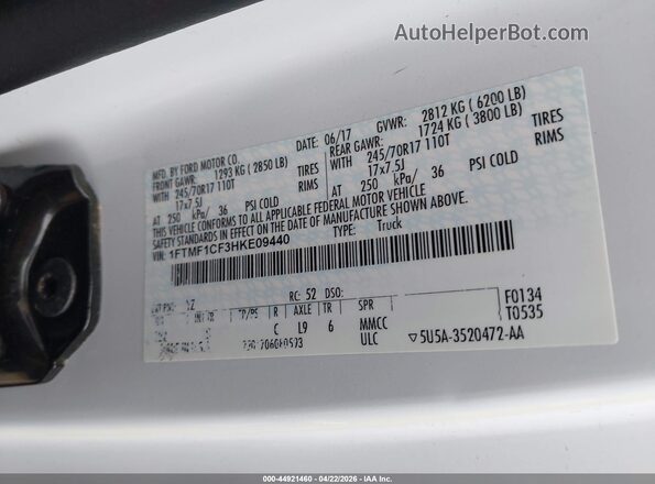 1FTMF1CF3HKE09440 2017 FORD F150 White Вид підкапотного простору