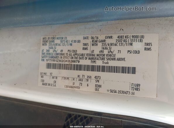 1FTYR1ZM2GKB36679 2016 FORD TRANSIT-250 White 