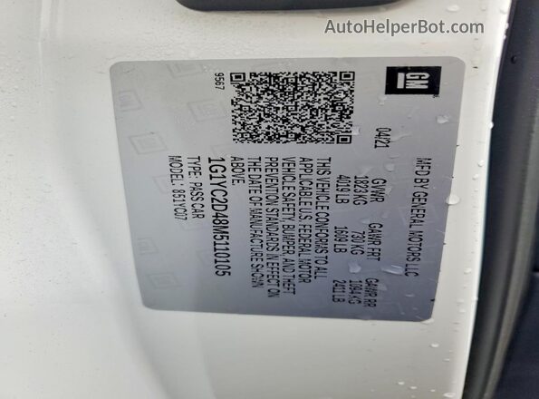 1G1YC2D48M5110105 2021 CHEVROLET CORVETTE White VIN կոդի պիտակի տեսք