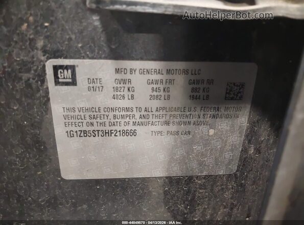1G1ZB5ST3HF218666 2017 CHEVROLET MALIBU Серый Вид подкапотного пространства