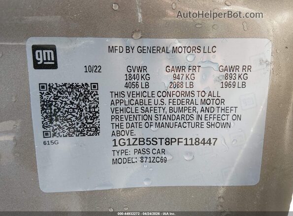 1G1ZB5ST8PF118447 2023 CHEVROLET MALIBU Желто-коричневый Вид подкапотного пространства