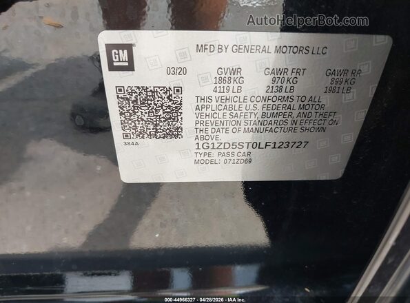 1G1ZD5ST0LF123727 2020 CHEVROLET MALIBU Black Vista del compartimento del motor