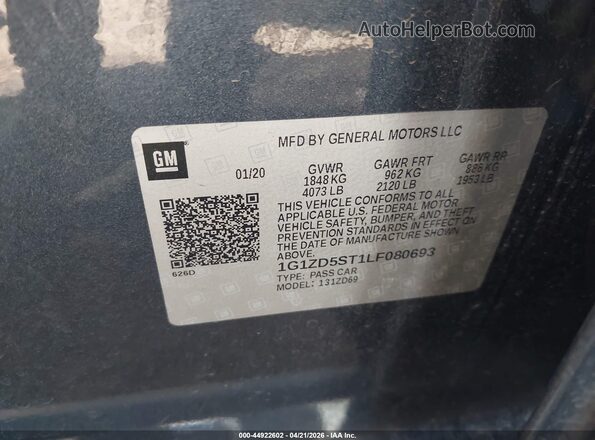 1G1ZD5ST1LF080693 2020 CHEVROLET MALIBU Navy Вид подкапотного пространства