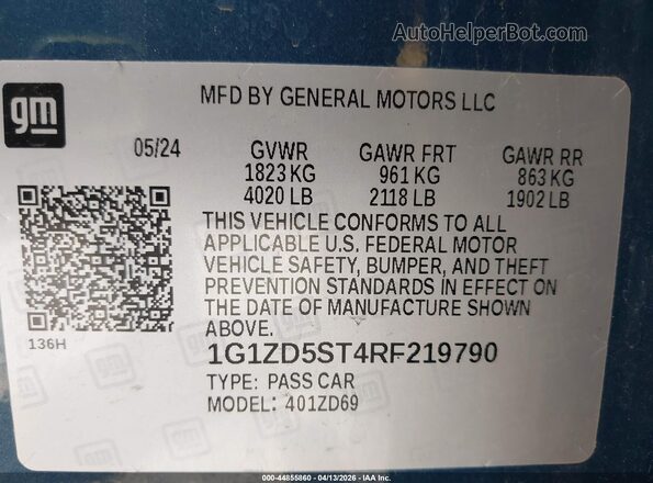 1G1ZD5ST4RF219790 2024 CHEVROLET MALIBU Blue ძრავის განყოფილების ხედი