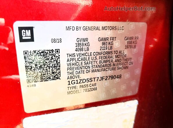 1G1ZD5ST7JF279048 2018 CHEVROLET MALIBU Red Widok komory silnika