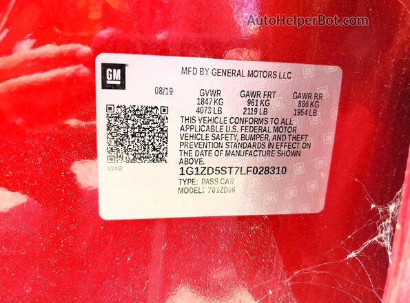1G1ZD5ST7LF028310 2020 CHEVROLET MALIBU Красный Вид подкапотного пространства