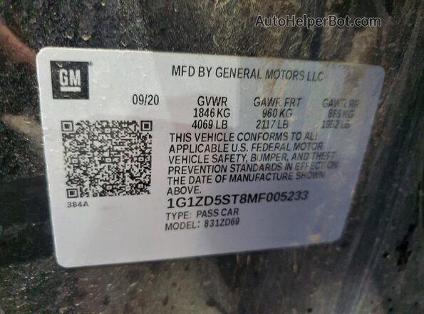 1G1ZD5ST8MF005233 2021 CHEVROLET MALIBU Черный Вид подкапотного пространства