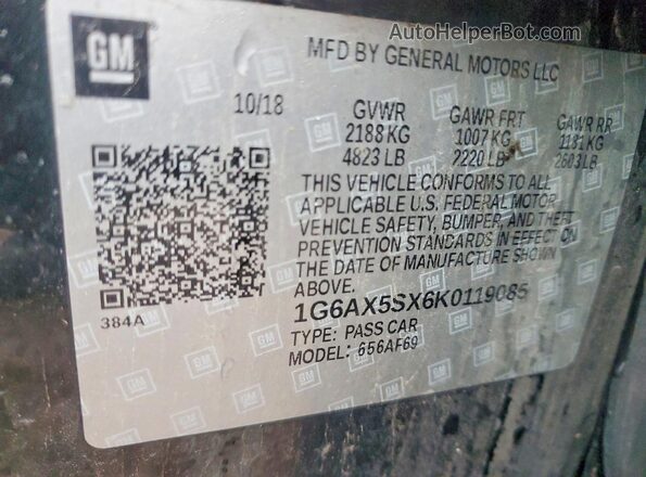 1G6AX5SX6K0119085 2019 CADILLAC CTS Черный Вид подкапотного пространства