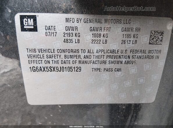 1G6AX5SX9J0105129 2018 CADILLAC CTS Gray Engine compartment view