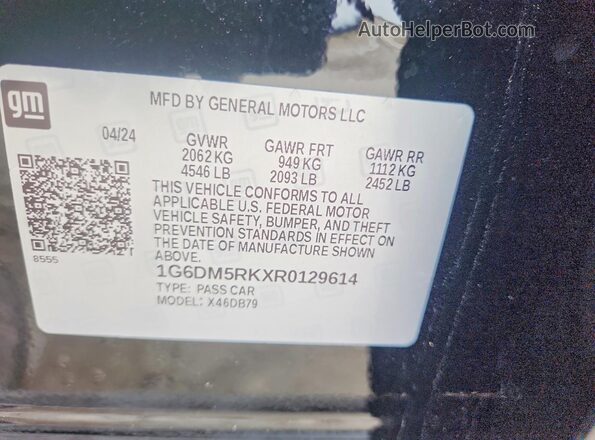 1G6DM5RKXR0129614 2024 CADILLAC CT5 Black VIN sticker view