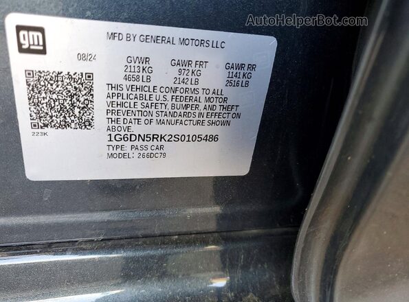 1G6DN5RK2S0105486 2025 CADILLAC CT5 Gray Вид підкапотного простору