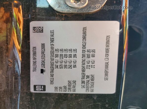 1GBSKLED1PR128886 2023 CHEVROLET TAHOE Black Вид наклейки з VIN-кодом