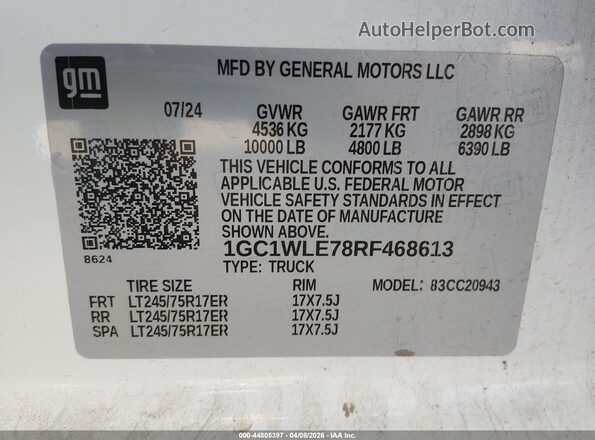 1GC1WLE78RF468613 2024 CHEVROLET SILVERADO White Вид підкапотного простору