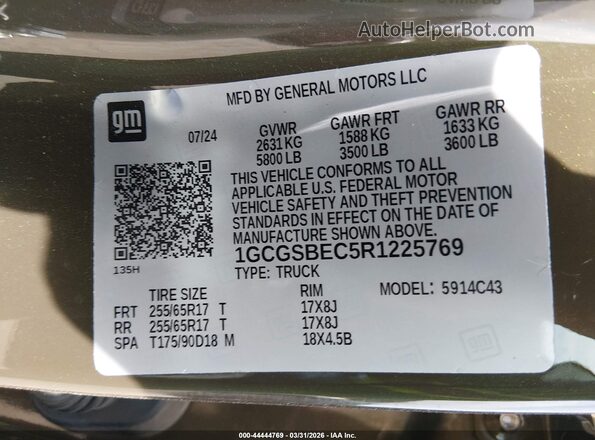 1GCGSBEC5R1225769 2024 CHEVROLET COLORADO Brown Widok komory silnika