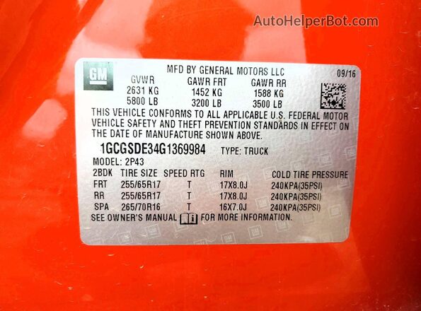 1GCGSDE34G1369984 2016 CHEVROLET COLORADO Orange 