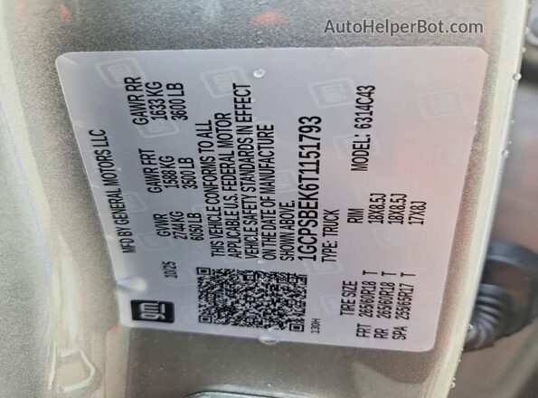 1GCPSBEK6T1151793 2026 CHEVROLET COLORADO Gray 