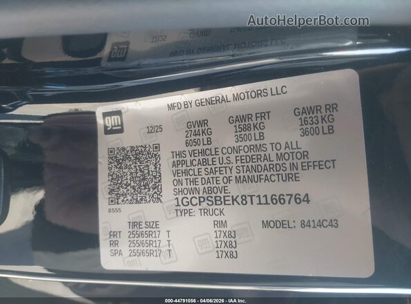 1GCPSBEK8T1166764 2026 CHEVROLET COLORADO Black ძრავის განყოფილების ხედი