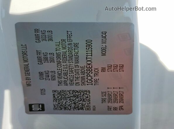 1GCPSBEKXT1115900 2026 CHEVROLET COLORADO White Engine compartment view