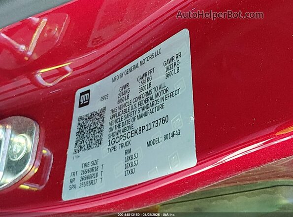 1GCPSCEK8P1173760 2023 CHEVROLET COLORADO Red Engine compartment view
