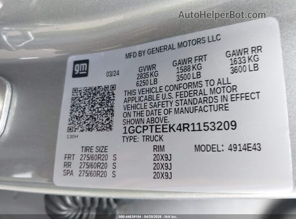 1GCPTEEK4R1153209 2024 CHEVROLET COLORADO Silver Շարժիչի բաժամունքի տեսք