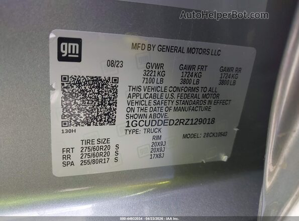 1GCUDDED2RZ129018 2024 CHEVROLET SILVERADO Silver Widok komory silnika