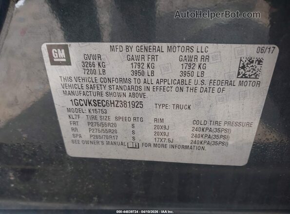 1GCVKSEC6HZ381925 2017 CHEVROLET SILVERADO Black 