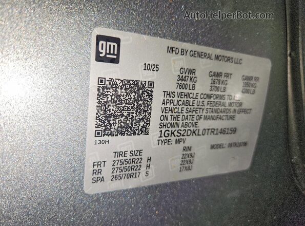 1GKS2DKL0TR146159 2026 GMC YUKON Gray 