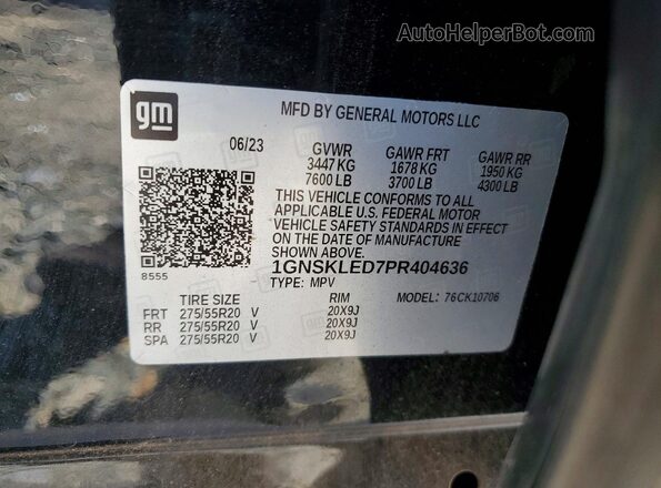 1GNSKLED7PR404636 2023 CHEVROLET TAHOE Black Vista de la etiqueta del VIN