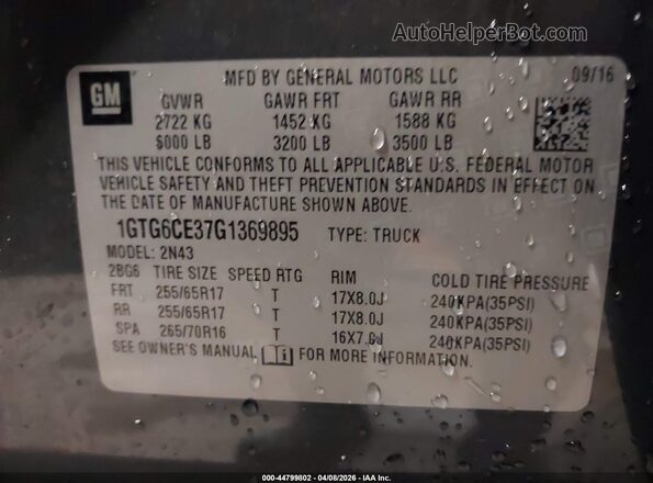 1GTG6CE37G1369895 2016 GMC CANYON Gray 