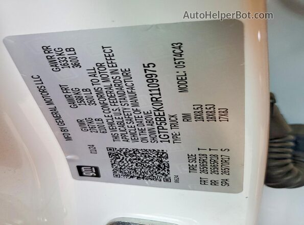 1GTP5BEK0R1109975 2024 GMC CANYON White Engine compartment view