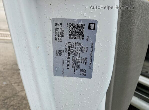 1GTW7AFP6S1174572 2025 GMC SAVANA White VIN კოდის სტიკერის ხედი