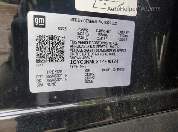 1GYC3NMLXTZ700124 2026 CADILLAC VISTIQ Black VIN կոդի պիտակի տեսք