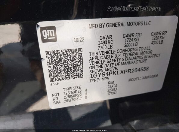 1GYS4PKLXPR204558 2023 CADILLAC ESCALADE Black ძრავის განყოფილების ხედი