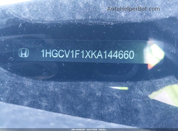 1HGCV1F1XKA144660 2019 HONDA ACCORD Gray 