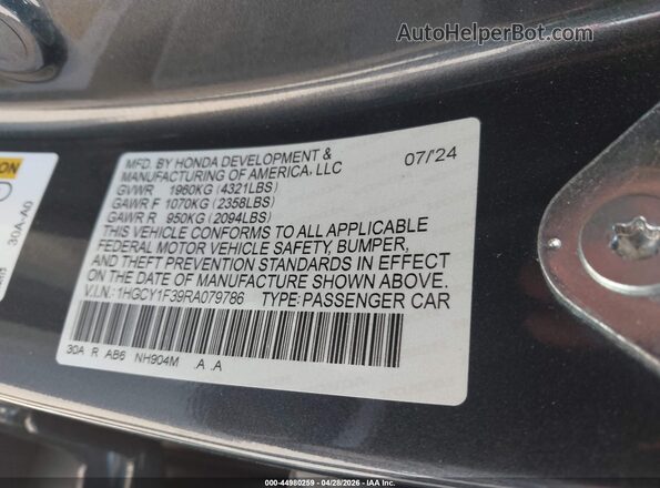1HGCY1F39RA079786 2024 HONDA ACCORD Gray Engine compartment view