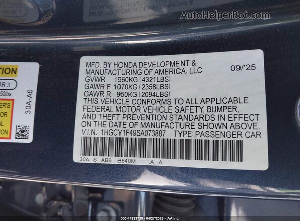 1HGCY1F49SA073887 2025 HONDA ACCORD Dark Blue Вид підкапотного простору