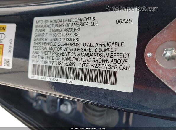 1HGCY2F61SA062695 2025 HONDA ACCORD Blue Вид підкапотного простору