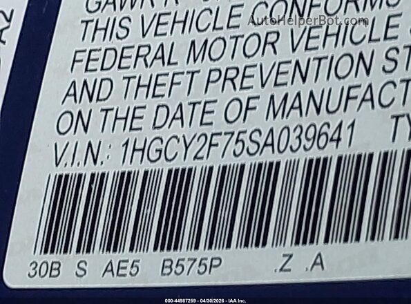 1HGCY2F75SA039641 2025 HONDA ACCORD HYBRID Dark Blue 