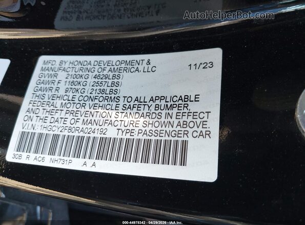 1HGCY2F80RA024192 2024 HONDA ACCORD HYBRID Black 