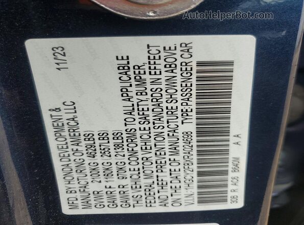 1HGCY2F8XRA024698 2024 HONDA ACCORD Blue Engine compartment view