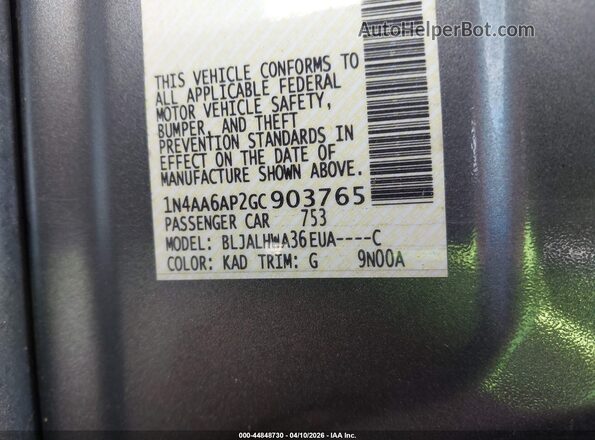 1N4AA6AP2GC903765 2016 NISSAN MAXIMA Gray 