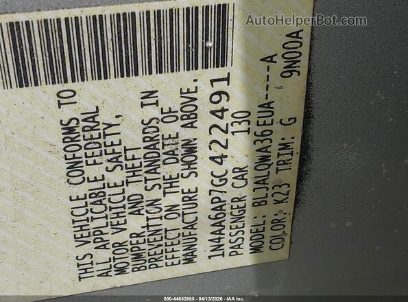 1N4AA6AP7GC422491 2016 NISSAN MAXIMA Gray Vista del compartimento del motor