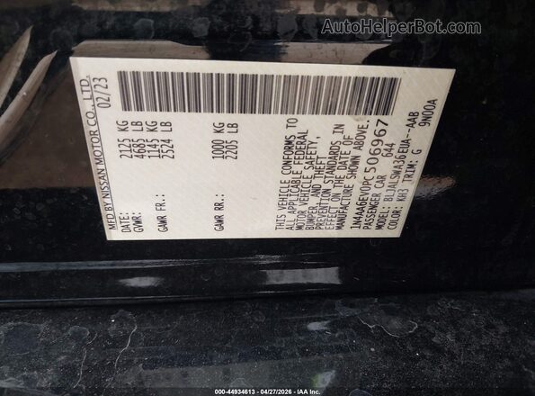 1N4AA6EV0PC506967 2023 NISSAN MAXIMA SR Black Вид підкапотного простору