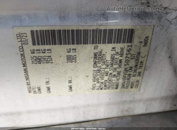 1N4AA6FV1PC507561 2023 NISSAN MAXIMA PLATINUM Белый Вид подкапотного пространства